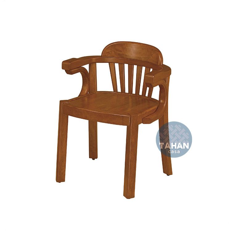 艾拉u型扶手柚木色餐椅 大漢家具