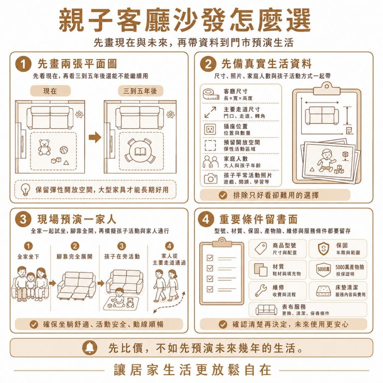 大漢家具提醒,可以先拍下平常家人的生活照,再到門市實際試驗過後再決定家具