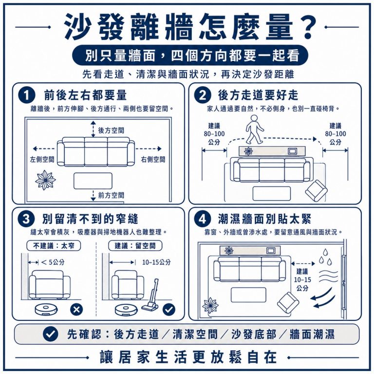 大漢家具提醒,如果已經決定沙發不要貼牆擺放,則沙發的四個面都要注意