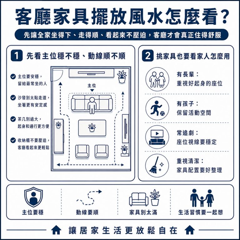 大漢家具提醒,客廳家具擺放風水重點是主位穩不穩、動線順不順