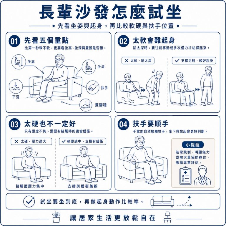 大漢家具提醒,沙發試坐時不要太軟也不要太硬,也要測試扶手是否適合