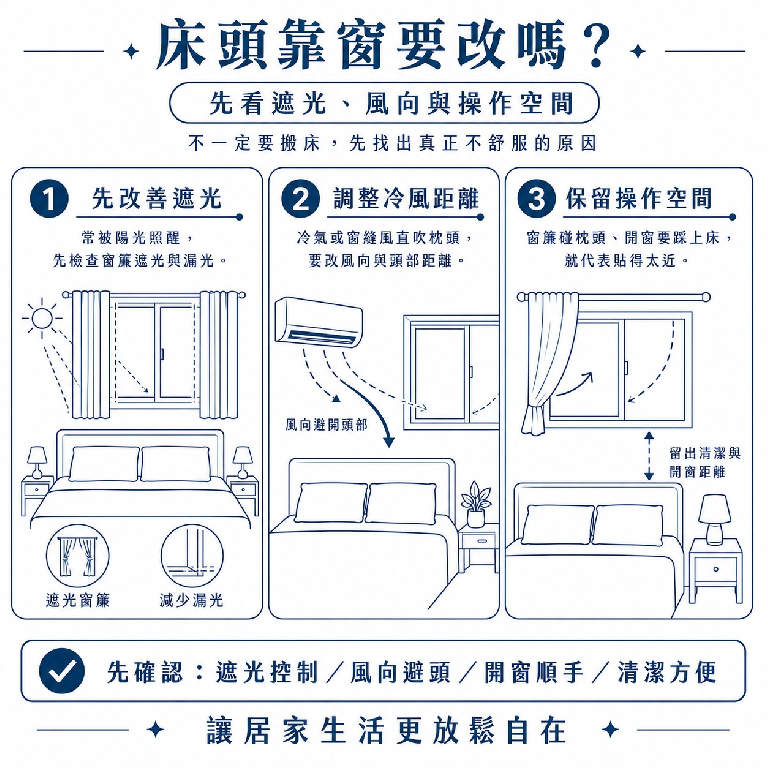 大漢家具提醒,可以從這三個情境判斷床頭靠窗如何改善