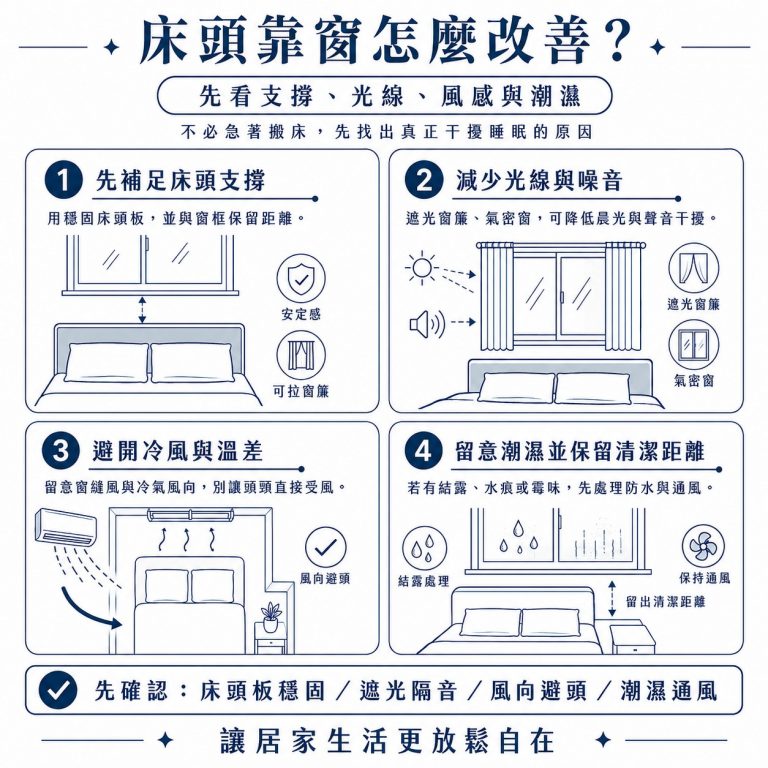 大漢家具提醒,傳統風水上會有床頭靠窗不好的結論,其實反映了部分的實際生活