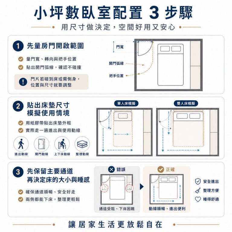 大漢家具建議,小房間如果不想讓床對到門,可以依這幾個步驟處理