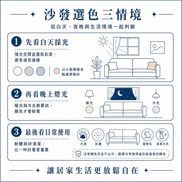 大漢家具提醒，在買沙發時要用不同情境確認需要的顏色