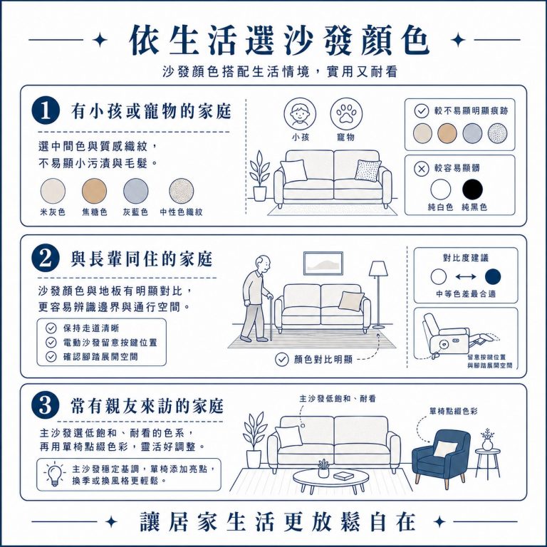 大漢家具提醒，不同家庭有不同需求，可以依家中需求選擇沙發顏色