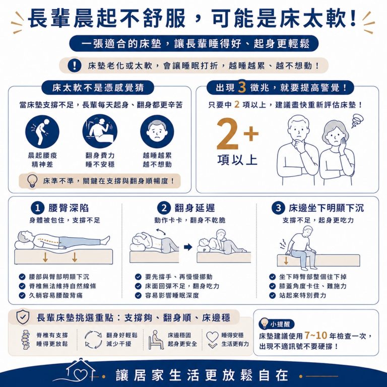 大漢家具提醒,觀察這三件事,就可以確定家中長輩床墊是否太軟