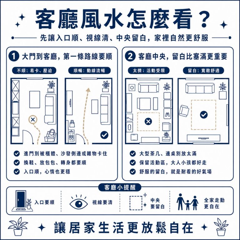 大漢家具提醒,客廳風水重要的是大門一進來動線要順暢,且不要擺過多家具影響走動