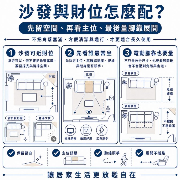大漢家具提醒，沙發與財位配置可以遵循這幾個方式