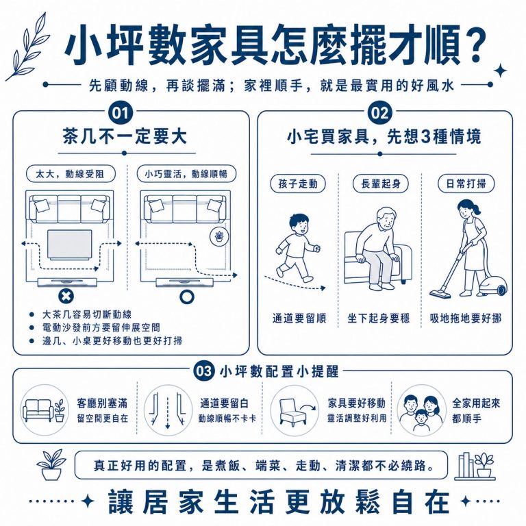 大漢家具提醒，小坪數擺放的茶几不能太大，一定要留好足夠走道