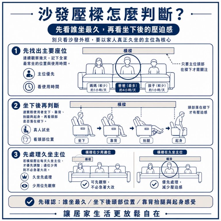 大漢家具提醒,沙發壓樑要依家人最常使用的主位判斷,不是有一小段壓到就要改變格局