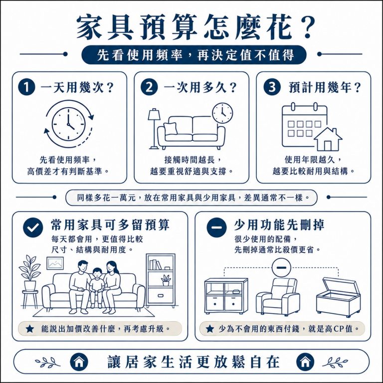 大漢家具提醒,挑家具時要從最常用到的家具、最需要的功能開始,才是高CP值的選擇