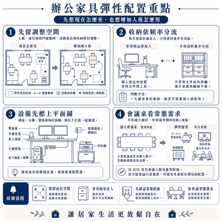 大漢家具提醒,辦公空間可能經常會變動,因此一定要保留調整空間