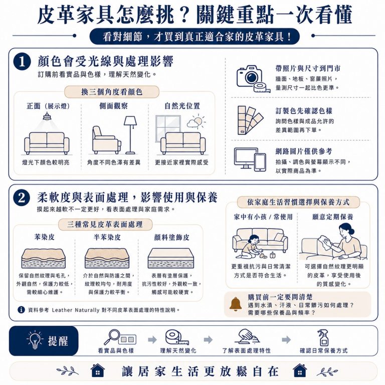 大漢家具提醒,在家中跟展場皮革的顏色可能不同,會在意者可事先確認
