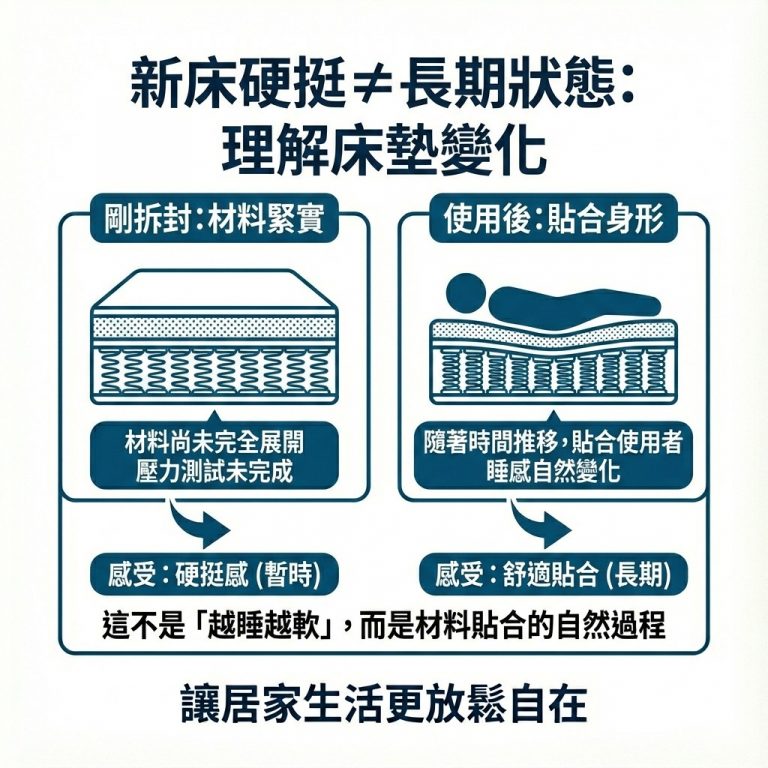 在材料沒有問題的狀況下，獨立筒床墊使用久以後會自然貼合身形，也會讓人覺得比較軟