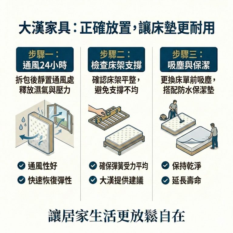大漢家具提醒，搬完家後要記得做這三件事，才能延長床墊壽命