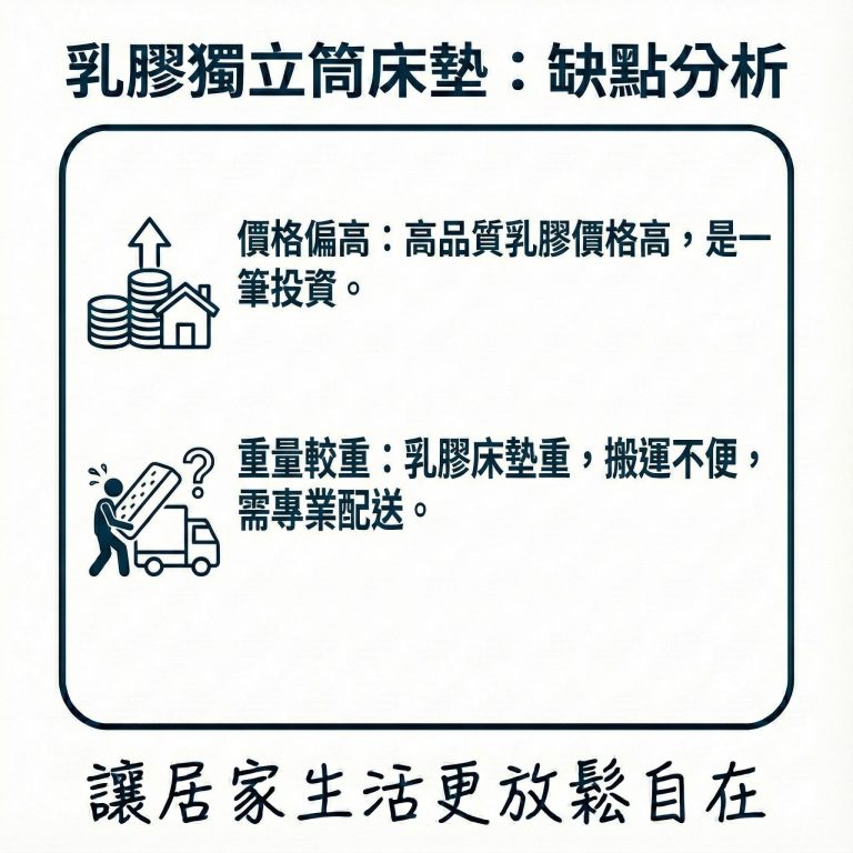 乳膠獨立筒床墊的缺點是價格偏高,且要搬家的話運送較為麻煩,但大漢家具有專人可以協助運送