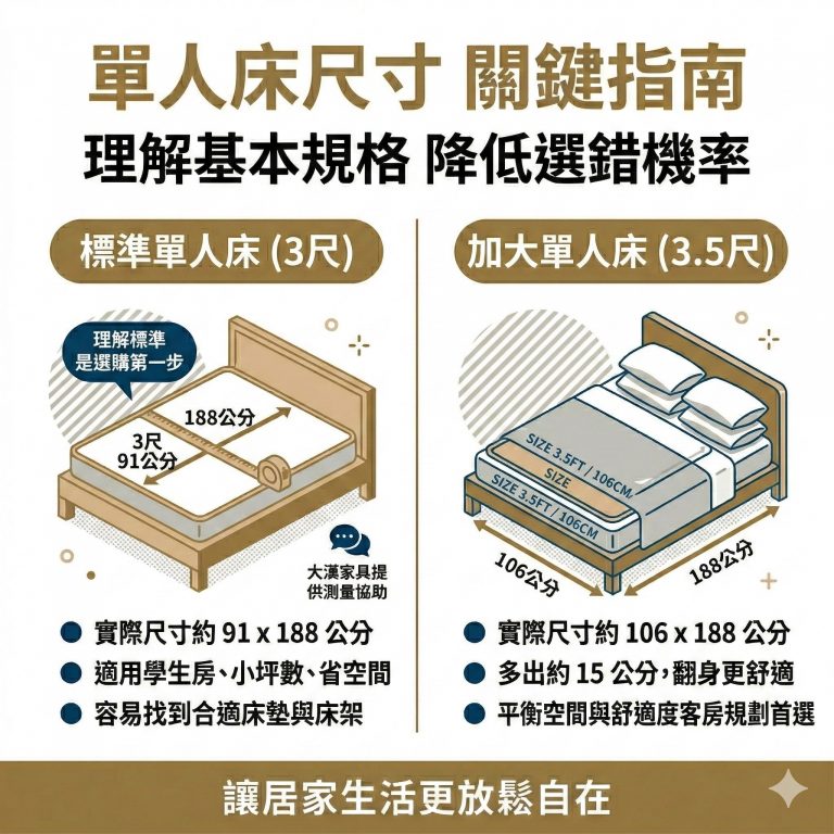 臺灣單人床最常見的就是3尺與3.5尺