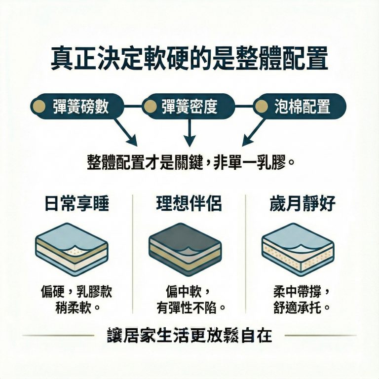 大漢家具不同系列獨立筒床墊有不同軟硬度，可以對應不同族群的需求