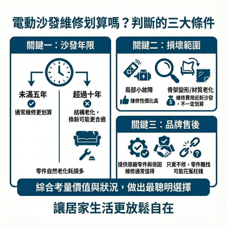 關於電動沙發維修划算嗎這個問題，大漢家具建議可以考慮這三件事
