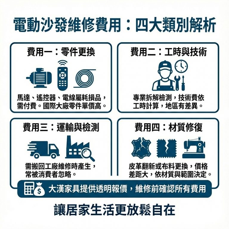 電動沙發維修費用會依這四個因素改變