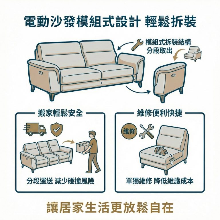 大漢家具的電動沙發採模組化設計，無論是維修還是搬家都很方便