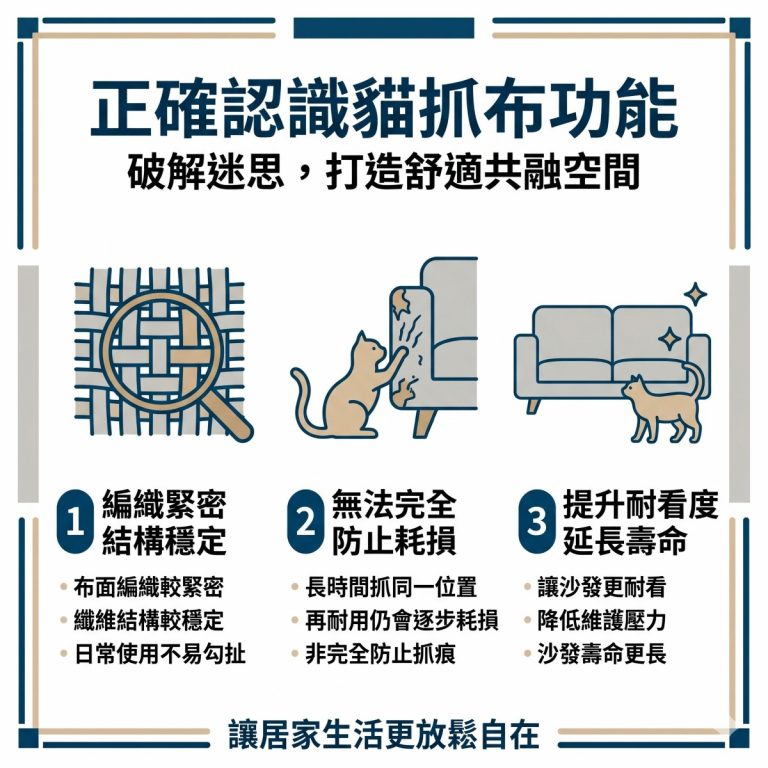 大漢家具提醒,很多人會以為貓抓布沙發怎麼抓都不會壞,但只要是布料皆有使用極限,如果家中寵物長期抓同一位置,還是可能會抓壞