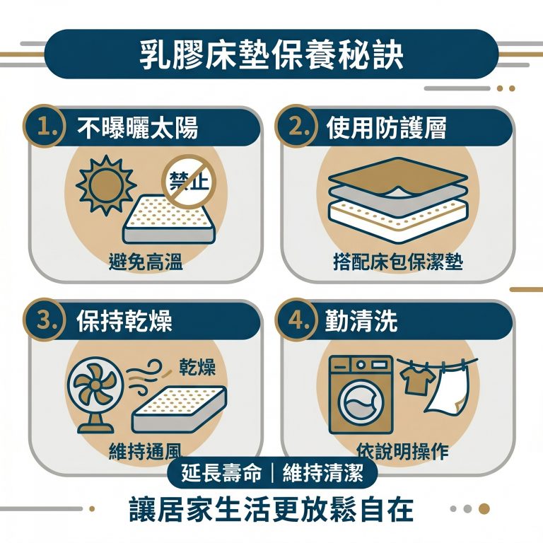 大漢家具提醒消費者,乳膠床墊保養時可以遵循這些建議,讓床墊能用得更久