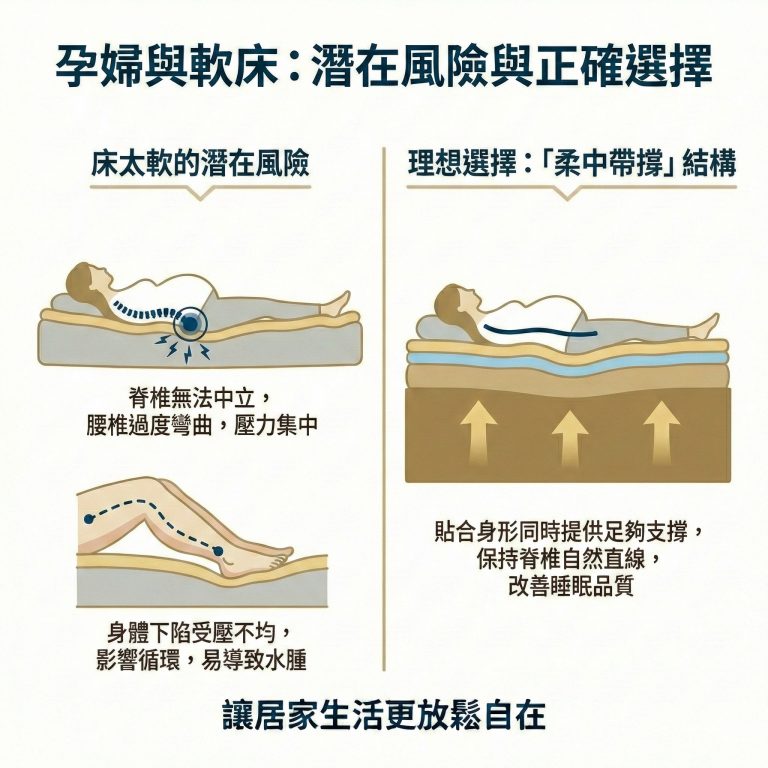 有些孕婦可能會覺得床軟一點比較好睡，但大漢家具提醒，不能單純選擇軟床，還是要選有足夠支撐力的款式