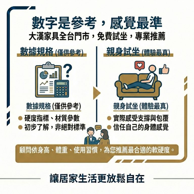 大漢家具全台門市皆提供電動沙發免費試坐服務，現場的門市人員也可以依需求與試坐回饋為你推薦合適的款式