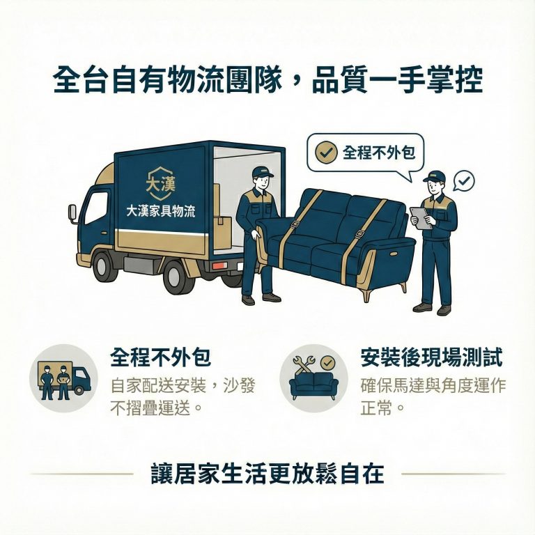 大漢家具電動沙發擁有自有物流團隊，不用擔心運送中出問題
