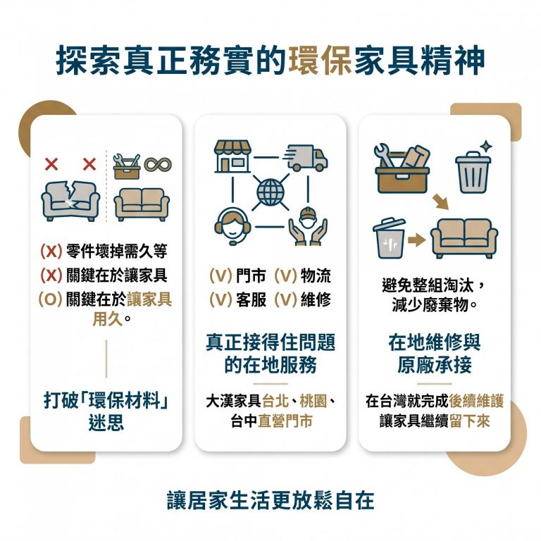 大漢家具用可在地維修材料、在地原品牌承接，真正落實環保家具的精神
