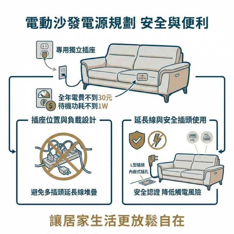 大漢家具提醒，電動沙發也要注意電線安全，而大漢家具的電動沙發，在設計時就已經把電線安全考慮在內