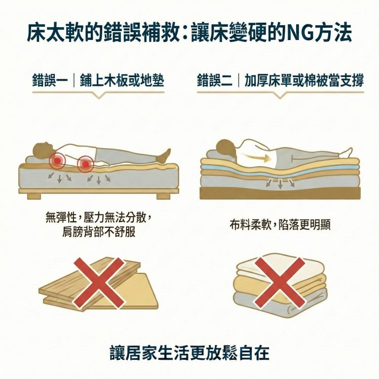 有些人在覺得床太軟的時候會鋪上厚棉被或是木板，但大漢家具提醒，這兩種方式都無法有效改善睡感