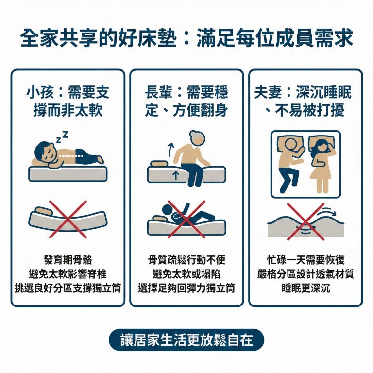 挑選獨立筒床墊時，要根據不同人的不同需求做決定
