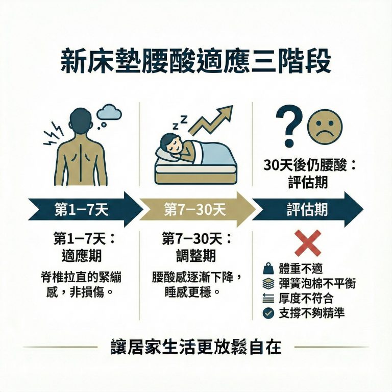 買了新床墊之後可以評估大約一個月，再來確定是不是可能床墊買錯了