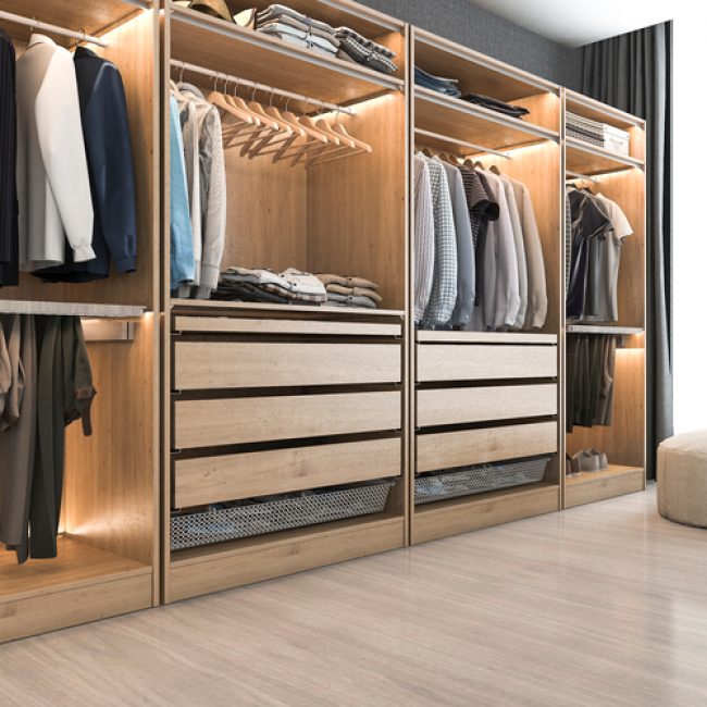 3d,Rendering,Modern,Scandinavian,White,Wood,Walk,In,Closet,With